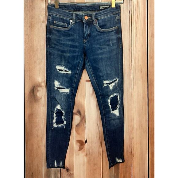 BLANKNYC Crop Skinny Sz 24 Ripped Distressed 27" Inseam Stretch Pant Raw Hem - Picture 2 of 8